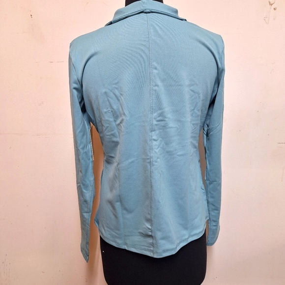 NEW! Shadow Sport Fitted Mock-Neck Zip Front Athletic Jacket, Light Blue - Picture 8 of 11